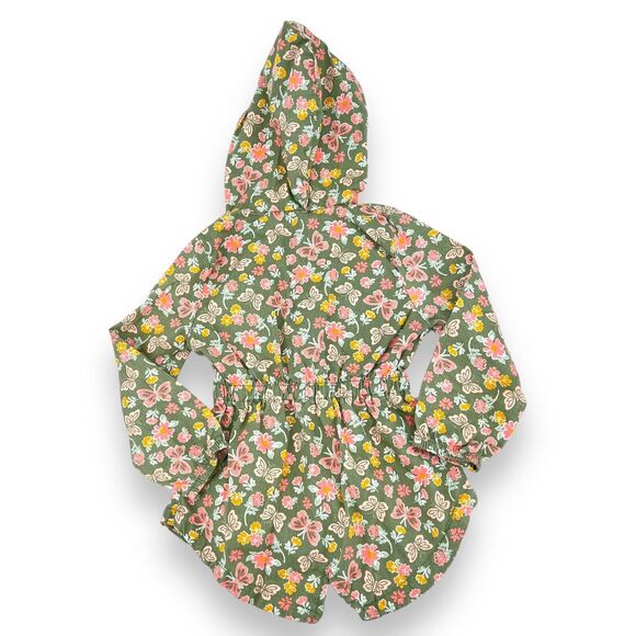 Little Lass Girls Size 6 Utility Jacket Green Pink Floral Cottagecore Ruffle - Picture 2 of 5